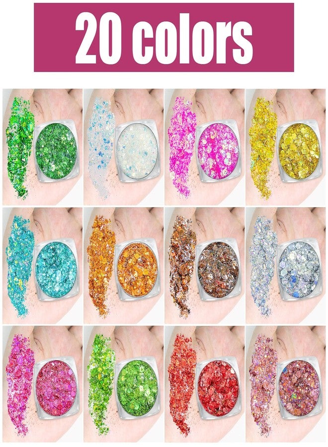 Estanoite Body Glitter Face Glitter Makeup Festival Glitter, 20 Colors Face and Body Glitter Gel, Hair Glitter Gel, Body Makeup - Image 3
